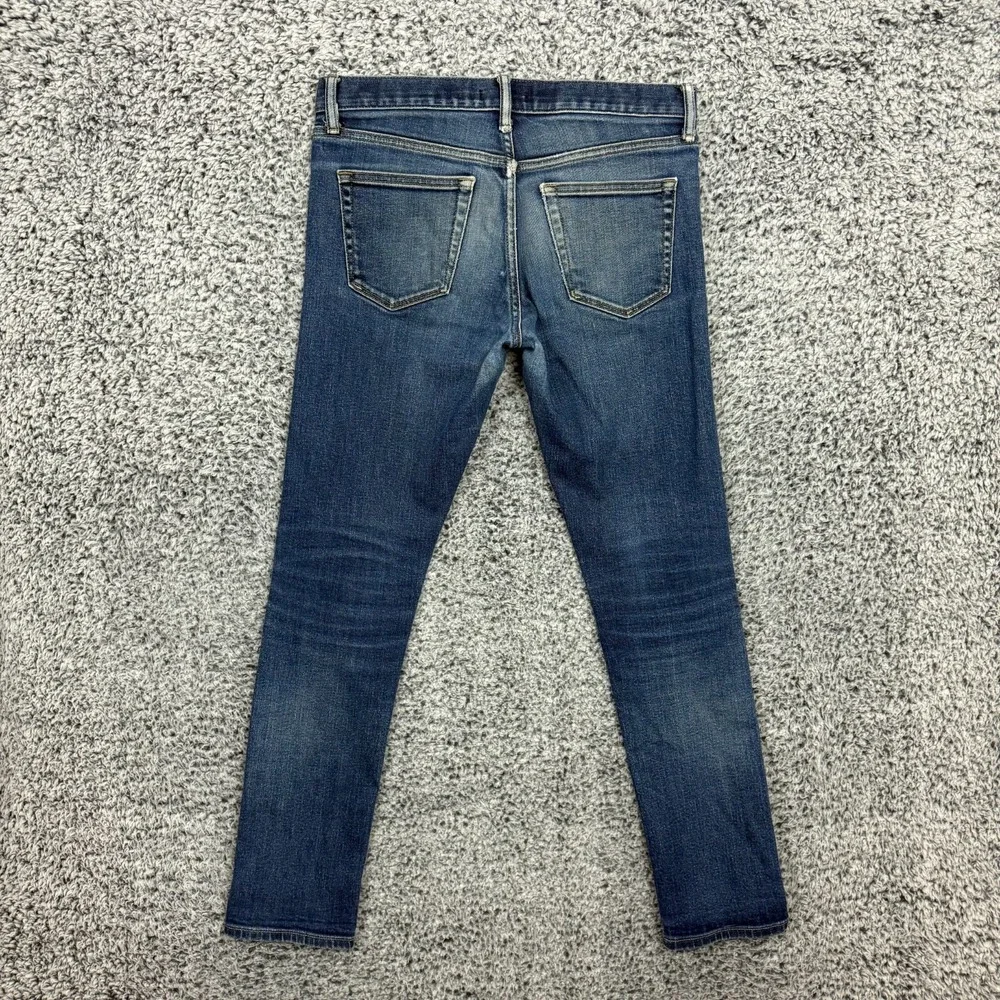 Uniqlo Selvedge Jeans Mens 31x32 Blue Dark Denim Slim Straight Faded Whiskers - Picture 12 of 15